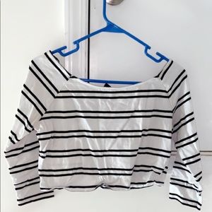 Black/white striped crop top